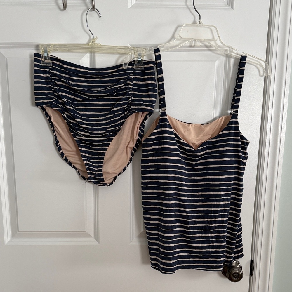 Garnet Hill Striped Tankini Swimsuit Set